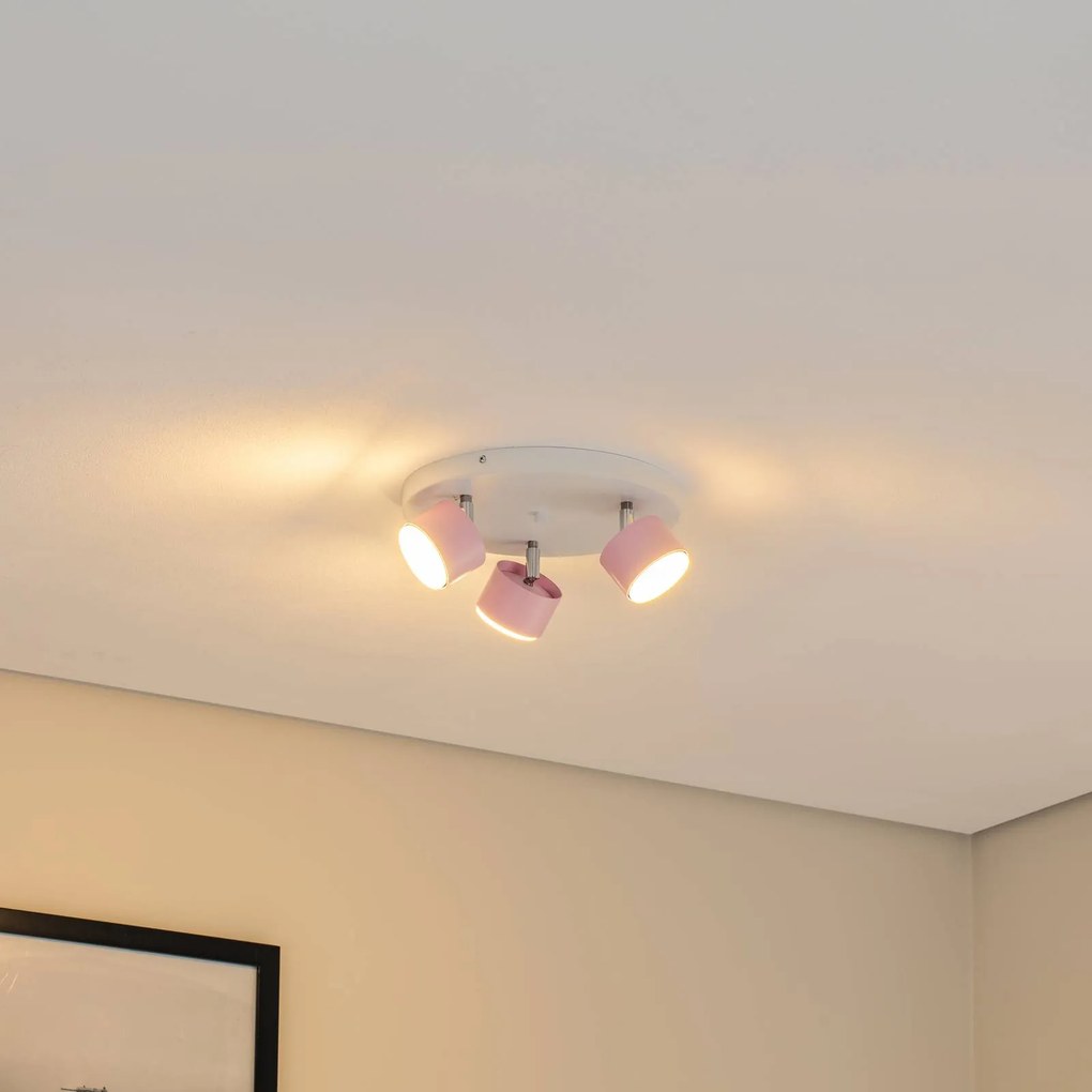 Faretto da soffitto Cloudy 3 luci rotondo rosa Eko-Light, dimmerabile, Violetto / Fucsia / Rosa, Soggiorno / Sala da pranzo, Metallo, Giovanile, Faretto
