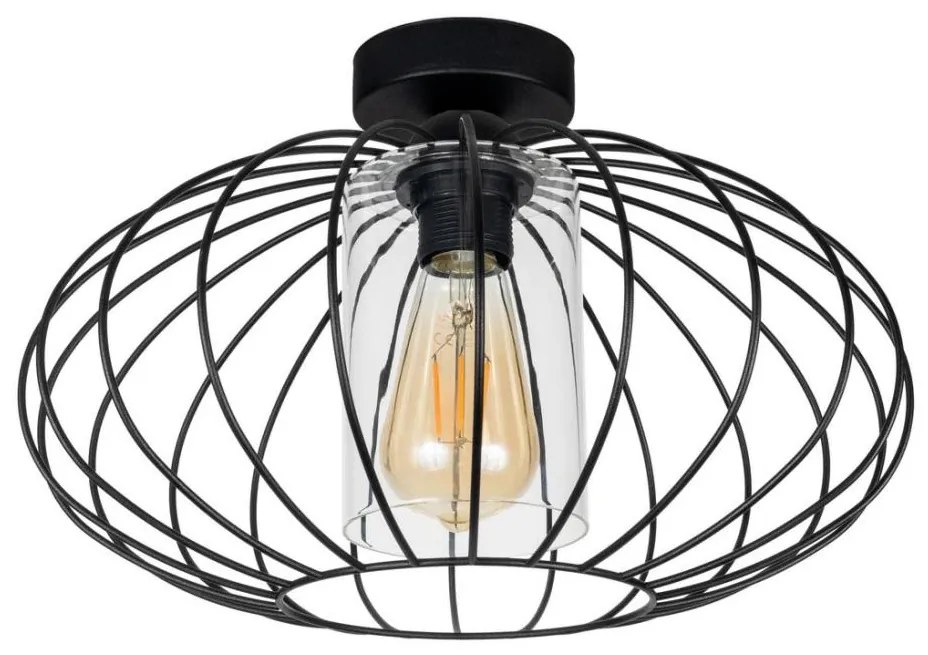 Lampadario a plafone CORRINI 1xE27/60W/230V diametro 34 cm nero/limpido