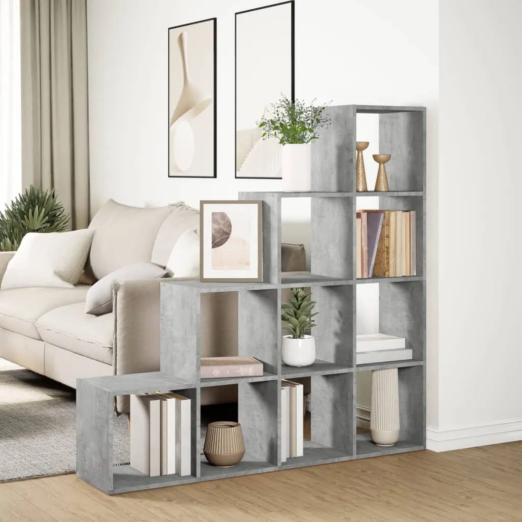 Libreria 4 ripiani grigio cemento 131,5x29x131,5 cm truciolato