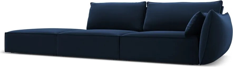 Divano blu scuro con penisola a destra con rivestimento in velluto 264 cm Vanda – Mazzini Sofas