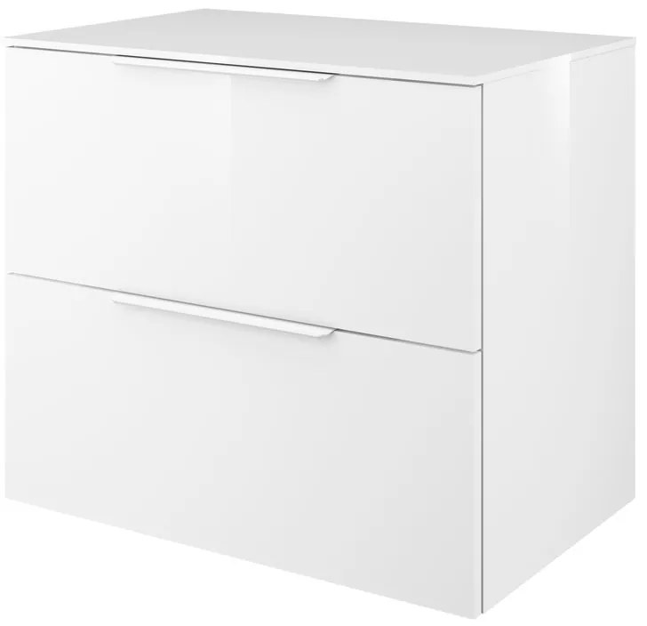 Mobile da bagno sotto lavabo Neo bianco laccato lucido L 75 x H 65 x P 48 cm 2 cassetti, lavabo non incluso