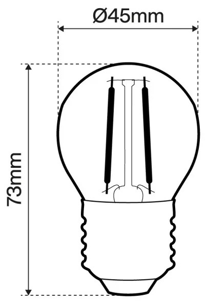 Lampada LED E27 1W a Filamento 1800K, No Flickering - G45 Colore Bianco Molto Caldo 1.800K