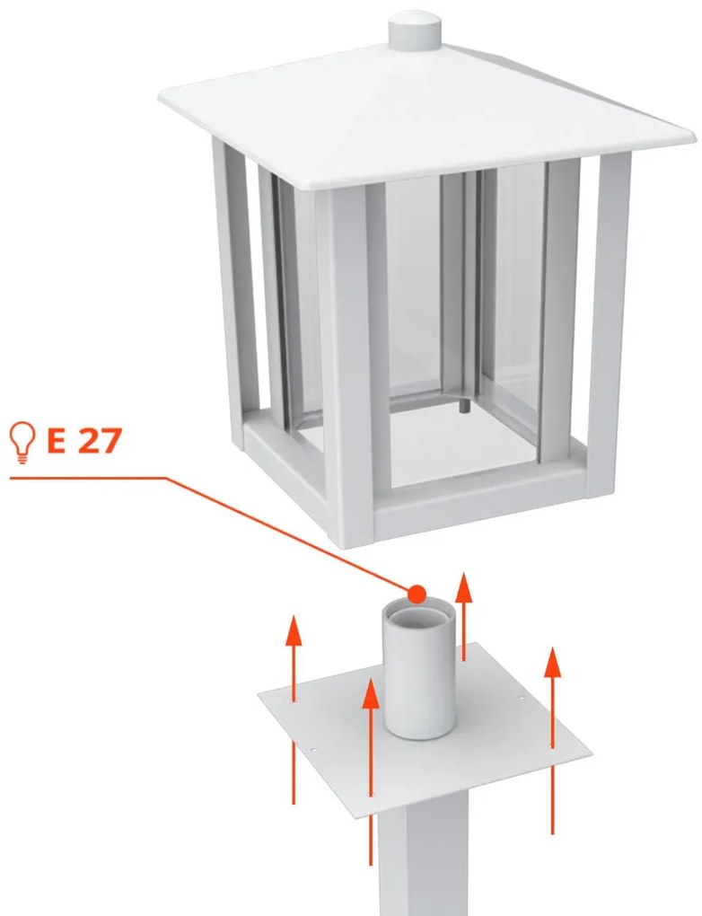 Paletto da Giardino Bianco 80cm Acciaio INOX Base E27 - Serie PILLAR