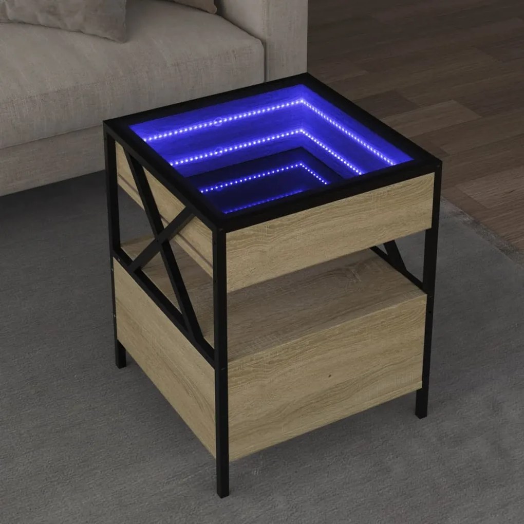 Tavolino Da Salotto Con Led Infinity Rovere Sonoma 40x40x51 Cm /