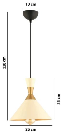 Lampadario a sospensione con cavo MONZA 1xE27/40W/230V Ø 25 cm crema/oro