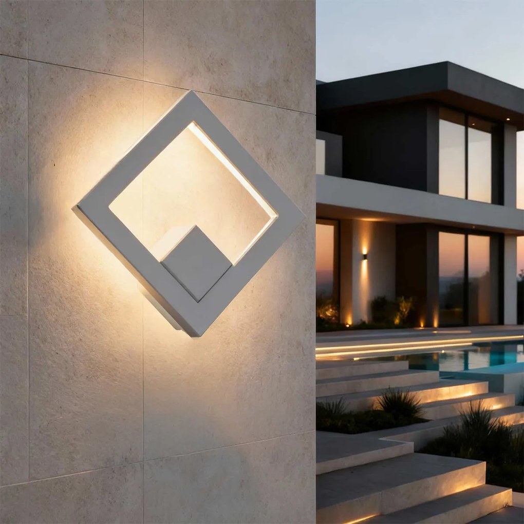 Applique LED da Esterno Quadrata 12W IP65 CCT con LED OSRAM - Bianca