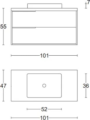 Mobile bagno sospeso 100 cm ISIDE Grigio e Ruggine Opaco con lavabo in ceramica