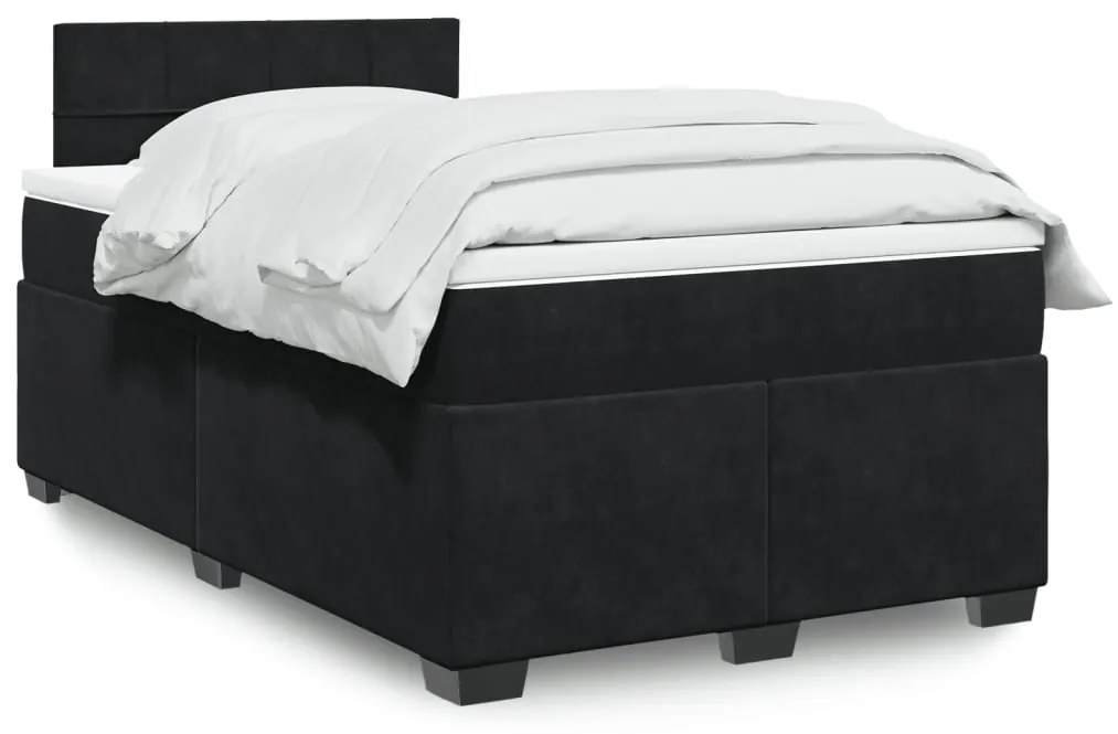 Giroletto A Molle Con Materasso Nero 120x200 Cm İn Velluto /