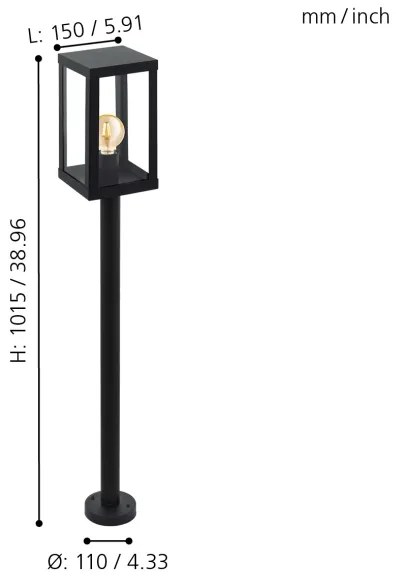 Eglo 94833 - Lampada da esterno ALAMONTE 1 1xE27/60W/230V