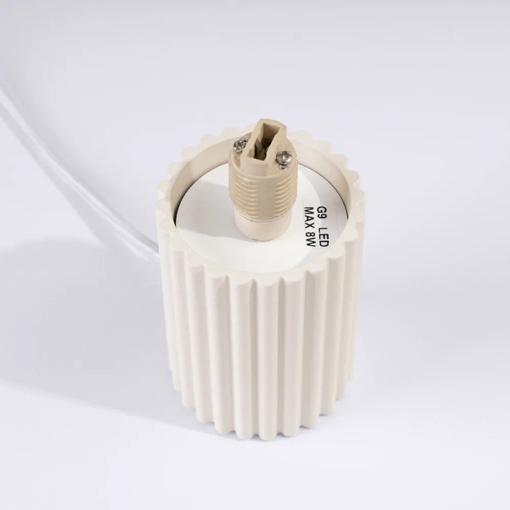 Lampada da tavolo color crema con paralume in vetro (altezza totale 19 cm) Orbital – Sollux