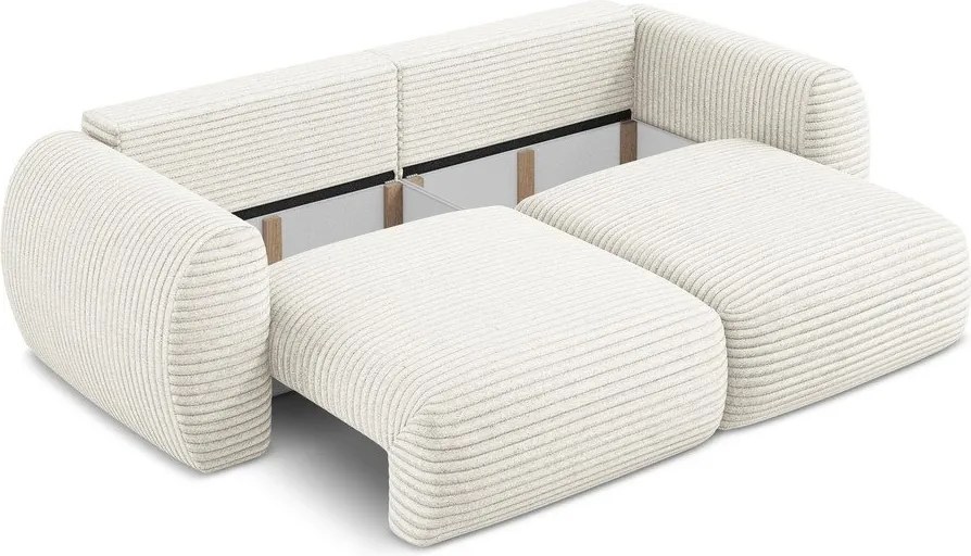 Divano beige allungabile/con contenitore con rivestimento in velluto a coste 266 cm Kini – Makamii