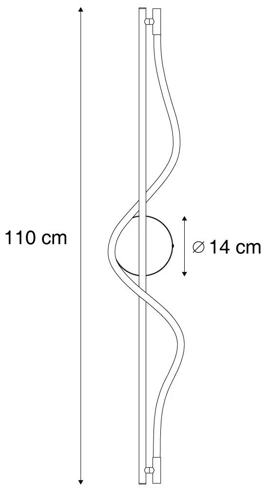Lampada da parete moderna nera con LED dimmerabile a 3 livelli - Twirl
