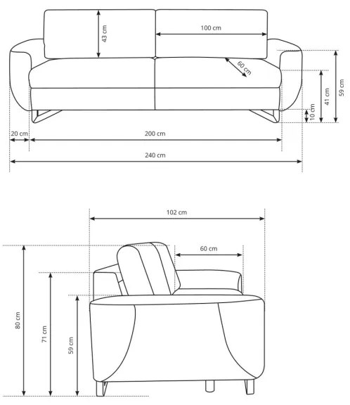 Divano a tre posti AVESTA blu