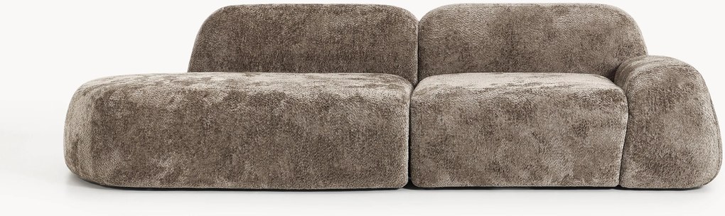 Chaise longue componibile 3 posti in teddy bouclé Wolke