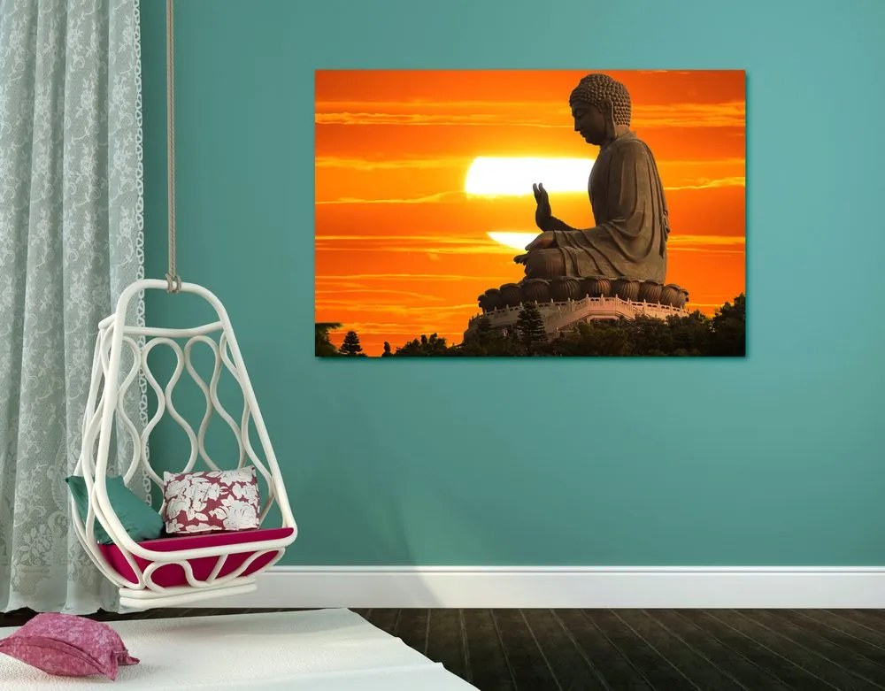 Quadro su tela – Statua di Buddha al tramonto