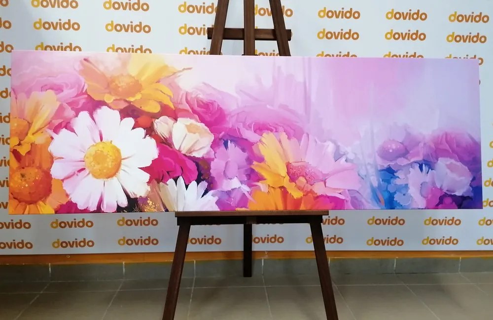 Quadro su tela – Dipinto a olio di fiori variopinti