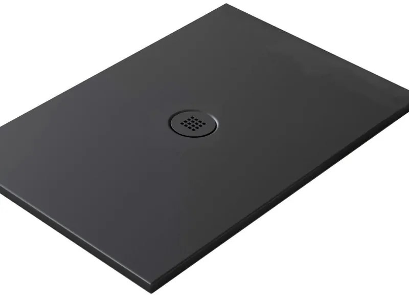 Piatto doccia in ceramica extra slim nero L 100 x L 80 cm opaco
