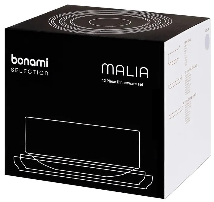 Set di piatti color crema in gres 12 pz Malia - Bonami Selection