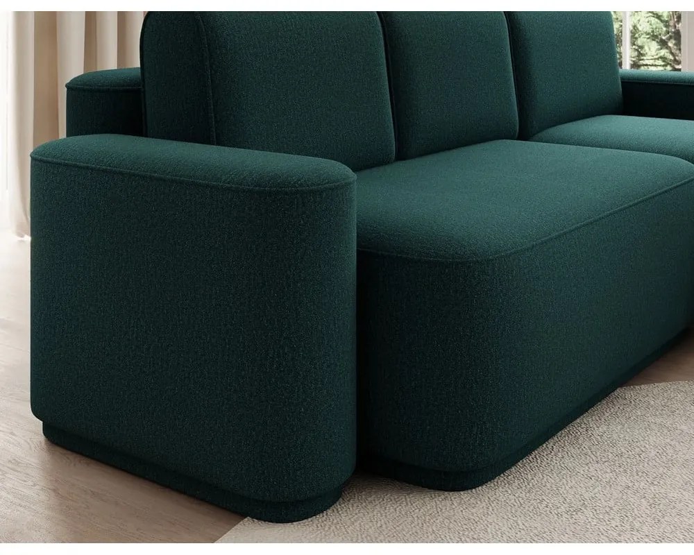 Divano angolare verde allungabile/con contenitore (con penisola a destra/con chaise lounge) e rivestimento in ciniglia Aurumm – ELTAP