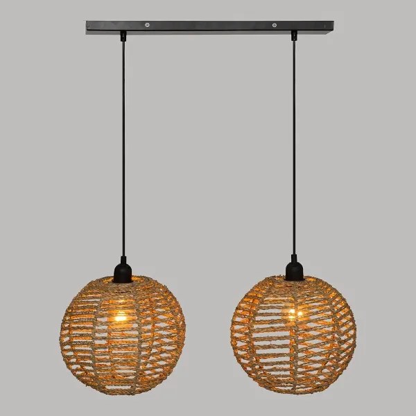 Atmosphera - Lampadario a sospensione con filo RANA 2xE27/40W/230V rattan
