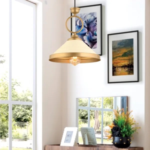 Lampadario a sospensione MONZA 1xE27/40W/230V Ø 30 cm crema/bronzo