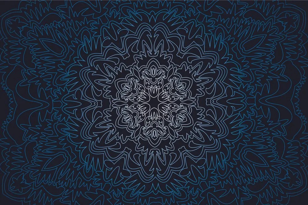 Carta da parati – Mandala ornamentale su sfondo nero