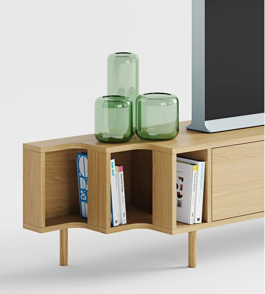 Mobile TV di colore naturale con effetto rovere 189x50x44 cm Shift – Woodman