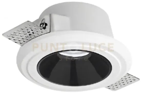Gfa643- faretto da incasso d.7,7-12cm in gesso nero lucido 1 luce a...
