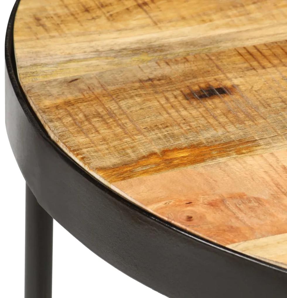 Tavolino Ovale in Massello Grezzo di Mango e Acciaio 100 cm