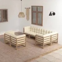 Set Divani da Giardino 7 pz con Cuscini Legno Massello di Pino 3076697