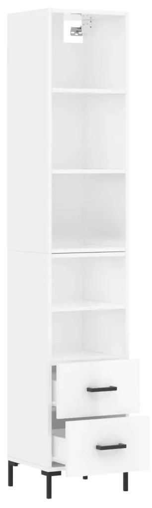 Credenza 34,5x34x180 cm in legno multistrato bianco lucido