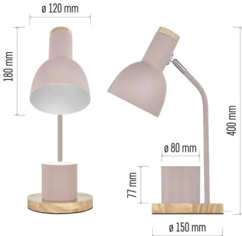 Lampada da tavolo POPPY 1xE27/25W/230V rosa