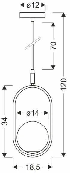 Lampadario a sospensione con filo CORDEL 1xG9/28W/230V ottone/fumé beige