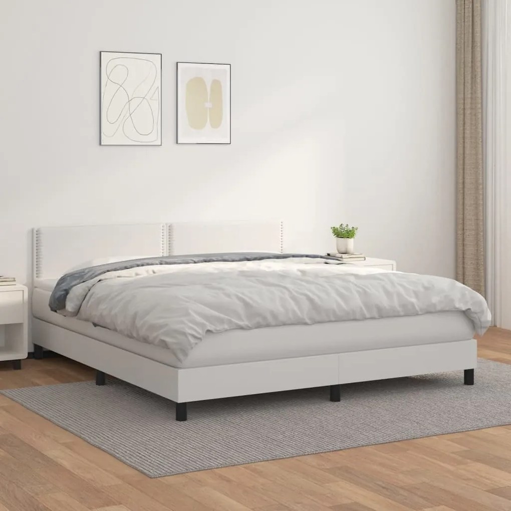 Giroletto A Molle Con Materasso Bianco 160x200 Cm İn Similpelle /