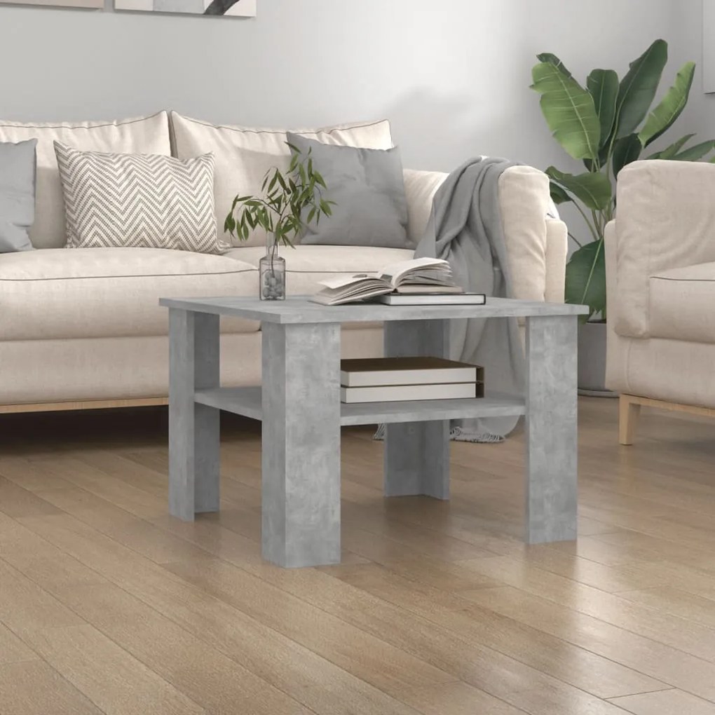 Tavolino Da Salotto Grigio Cemento 60x60x42cm Legno Multistrato /