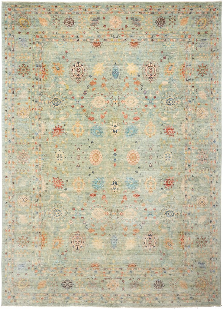 Samarkand Tappeto orientale 380 x 270 Grigio (Pakistan) Annodato A Mano
