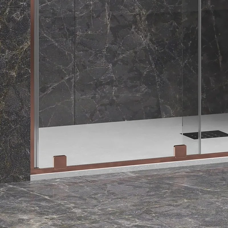 Kamalu - Doccia nicchia scorrevole 140 cm senza telaio color oro rosa | KNM4000GR