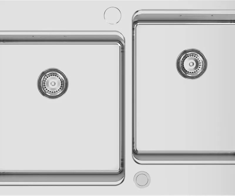 Lavello semincasso 2 vasche in inox argento RODI Una Reverse 81 L 81 x L 50.5 cm