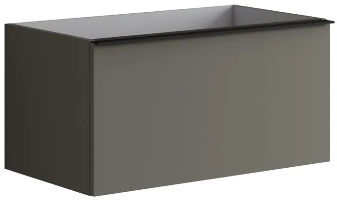 Mobile da bagno sospeso sotto lavabo L 80 x H 40 x P 45.5 cm grigio laccato opaco, 2 cassetti Pixel plain
