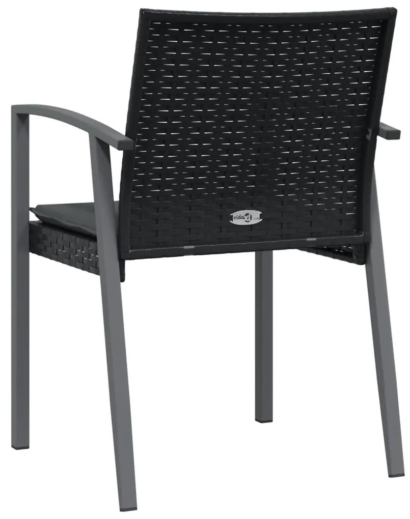 Sedie da Giardino con Cuscini 6pz Nere 56,5x57x83 cm Polyrattan