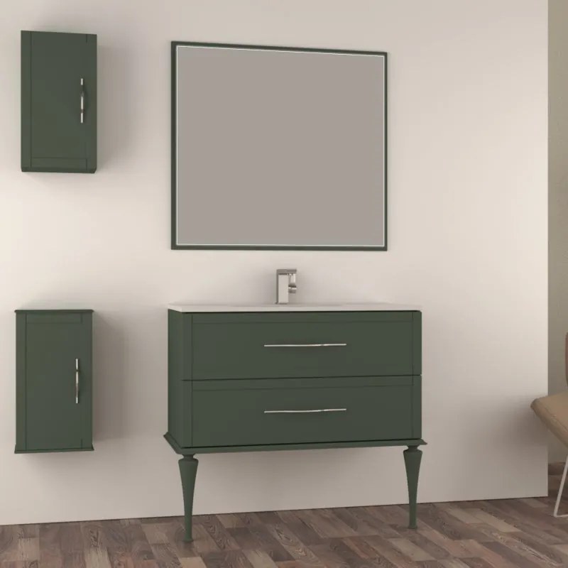 Specchio con illuminazione integrata bagno rettangolare Tiffany BADEN HAUS L 98 x H 90 x P 4 cm verde