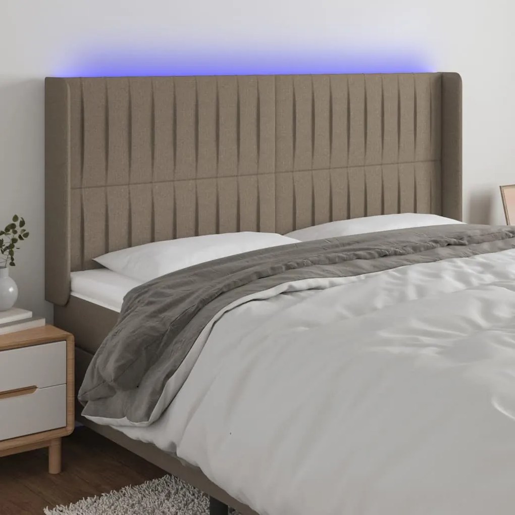 Testiera A Led Tortora 203x16x118/128 Cm İn Tessuto /
