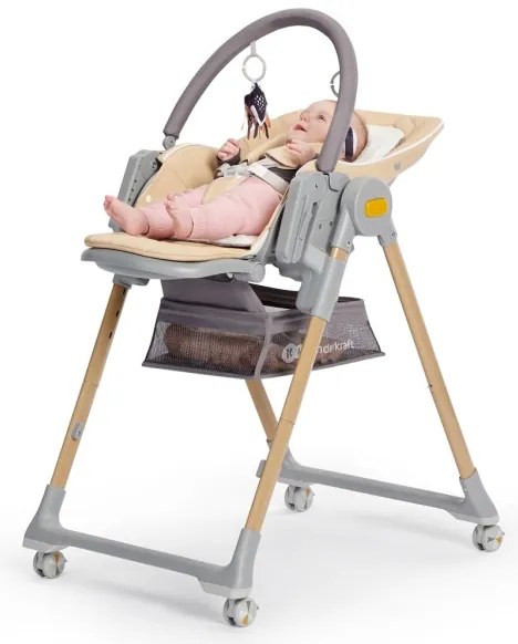 KINDERKRAFT - Sedia da pranzo per bambini 2in1 LASTREE grigia