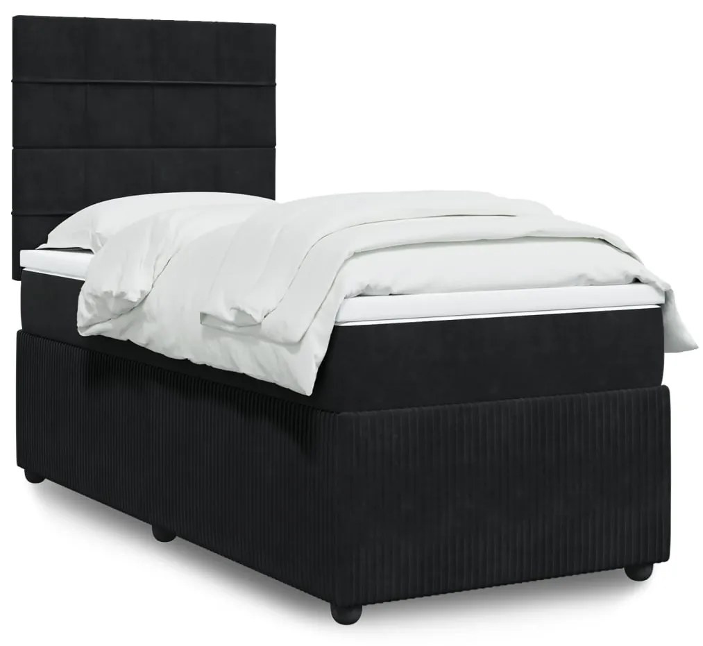 Giroletto A Molle Con Materasso Nero 90x190 Cm İn Velluto /