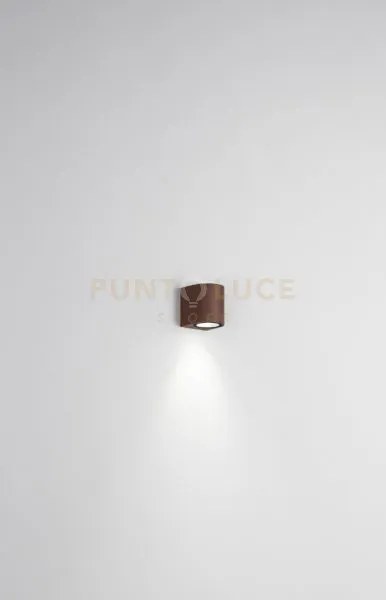 Applique zeno round corten 1 luce attacco gu10 ip65 h.8cm
