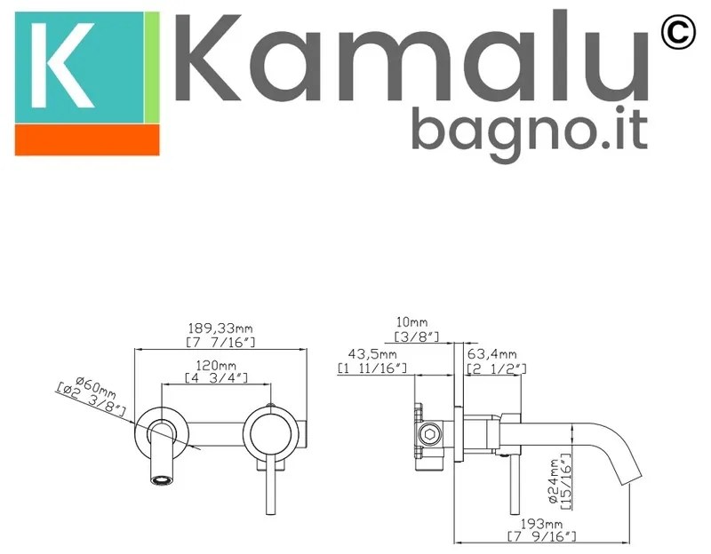 Kamalu - Miscelatore lavabo da incasso linea curva finitura oro inox| KAM-ARTE ORO