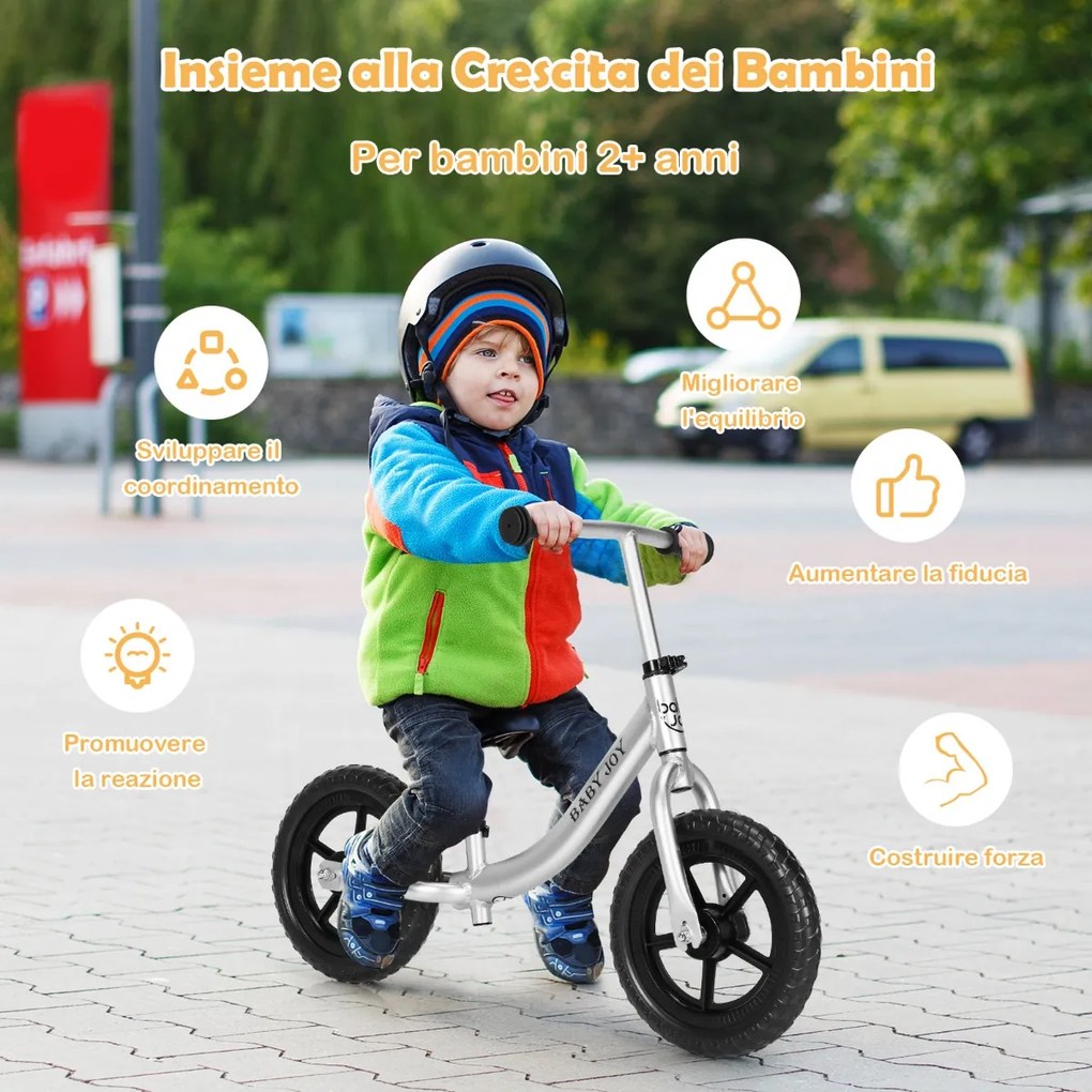 Costway Bici equilibrio di alluminio per bambini 2-7 anni con sedile regolabili, Bici a spinta con ruote in EVA Nero