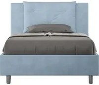 Letto imbottito 1 piazza e mezza 120x210 cm Appia - Senza rete,Microfibra,Azzurro