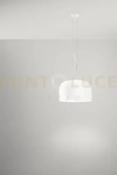 Sospensione in vetro e metallo bianco lucido glossy 1 luce attacco ...
