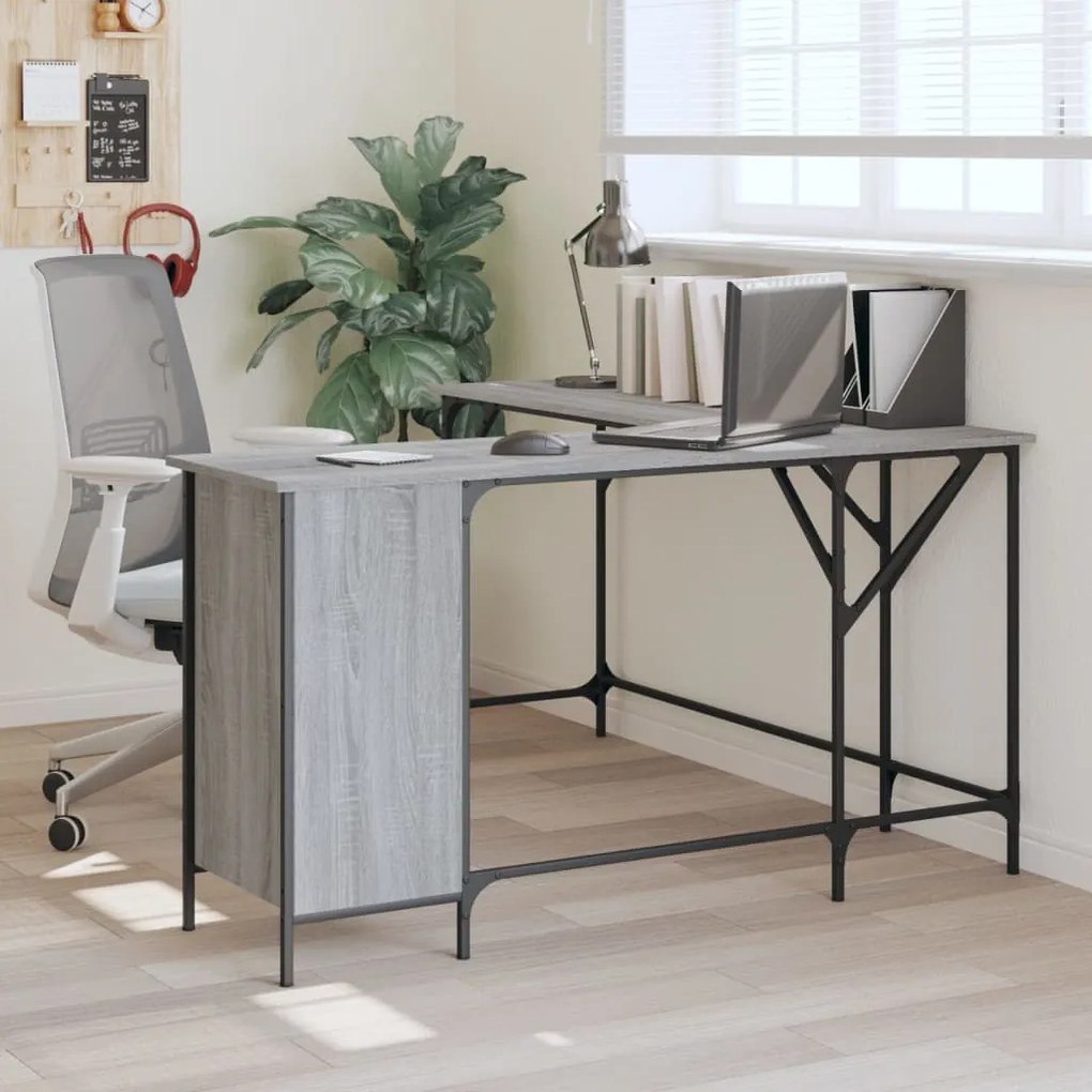 Scrivania Grigio Sonoma 141x141x75 Cm İn Legno Multistrato /